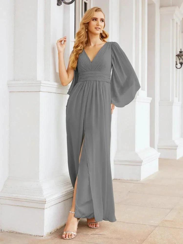 Numbersea Bridesmaid Dresses with Split for Wedding Party Flutter Sleeves 28045 by numbersea