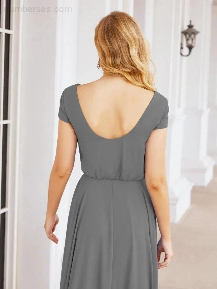 ZapDress V-Neck Bridesmaid Dresses Long Cap Sleeves Prom Evening Formal Gowns 28071 (ZD17047)