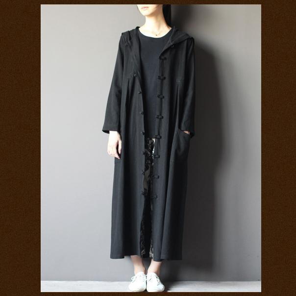 black linen cardigan dress plus size long maxi coat summer linen clothing