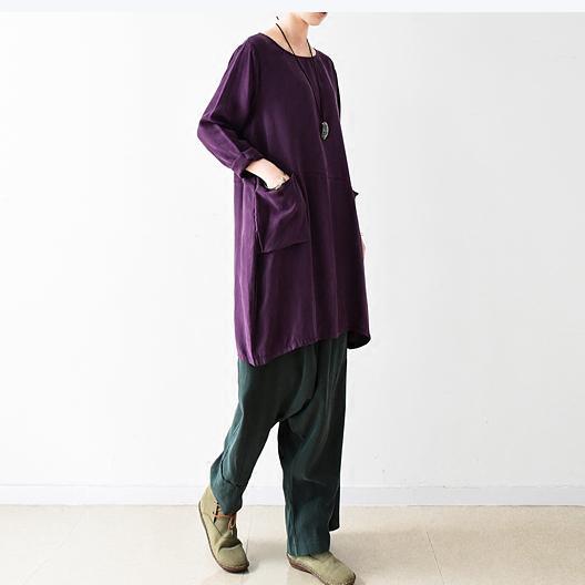 fall purple long sleeve silk dress plus size shift dresses