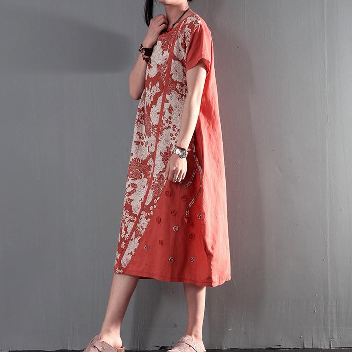 joyful summer floral linen maxi dresses plus size summer dresses casual linen clothing orange