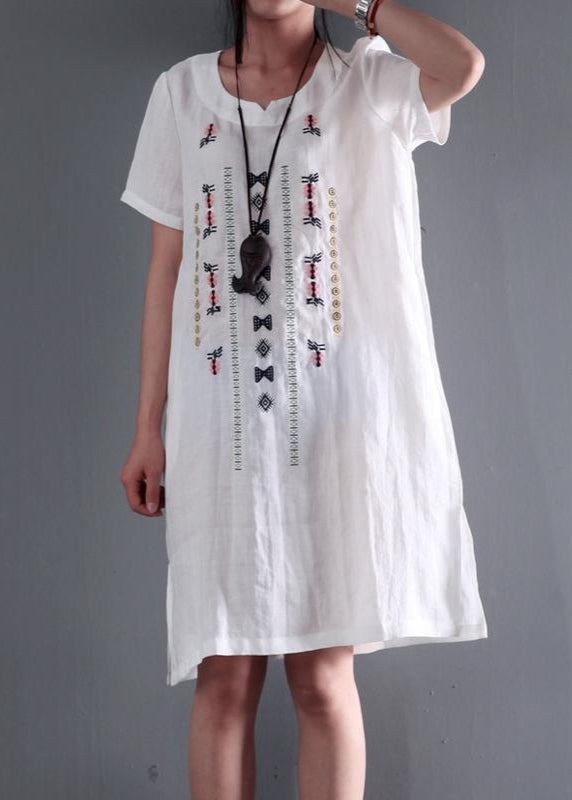 linen sundress white short sleeve summer dresses plus size blouse
