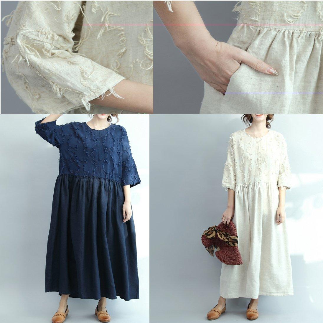 White Linen Dresses Oversize Casual Long Linen Maxi Dress Traveling Dresses