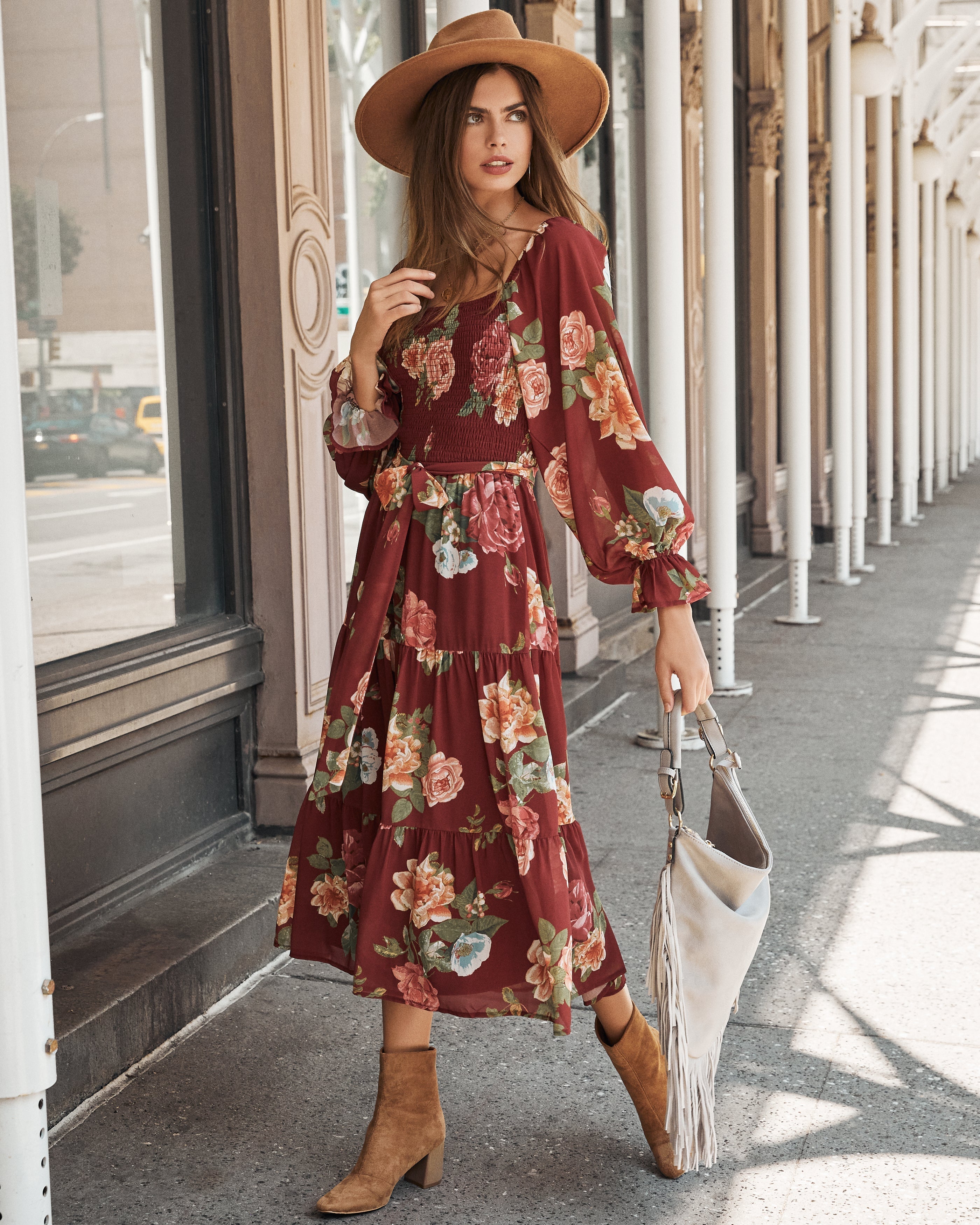 Claudette Floral Smocked Midi Dress FINAL