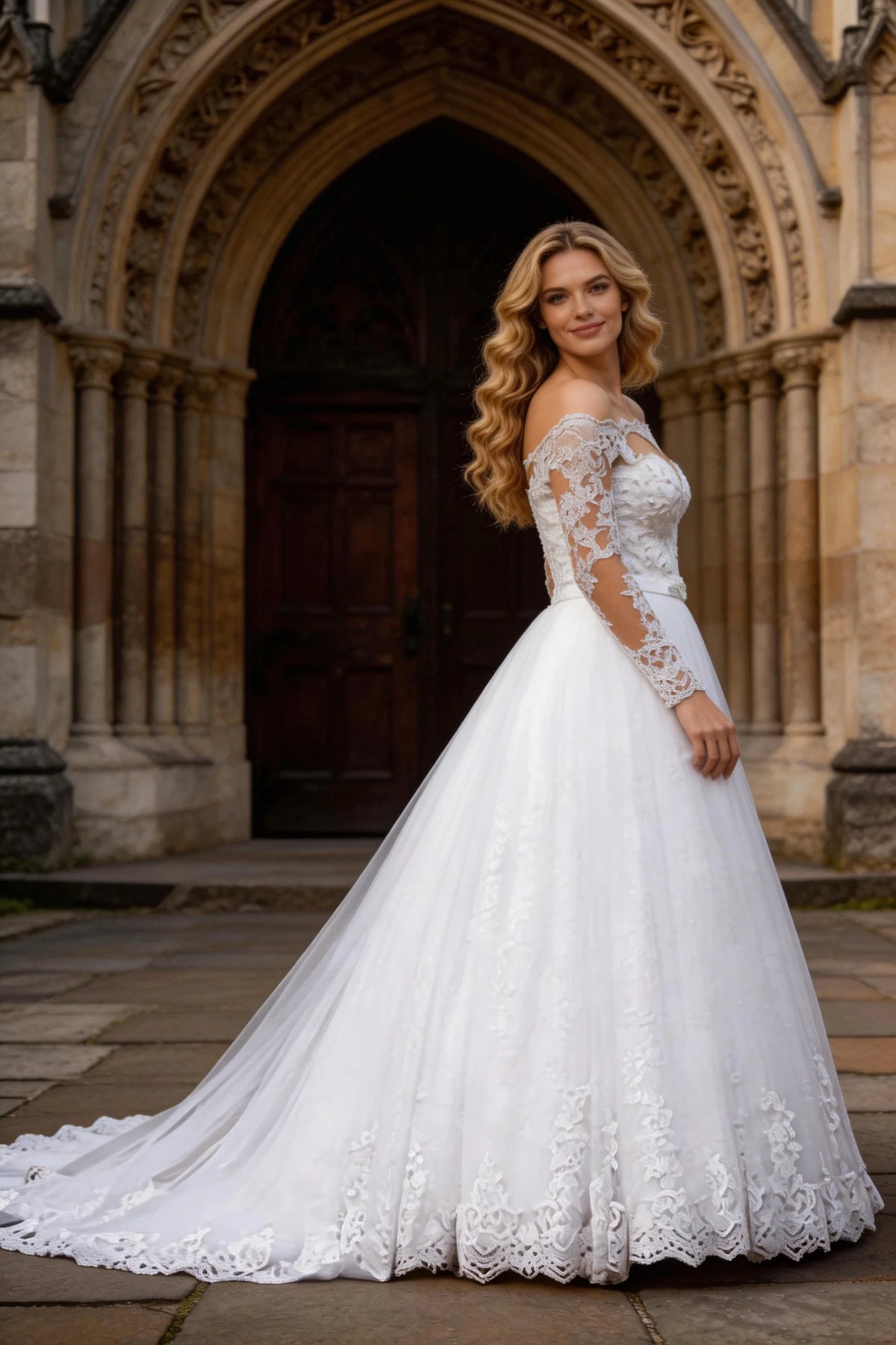 2025 Sexy Off Shoulder Wedding Dresses Appliques Long Sleeve Bridal Gowns Vintage Vestidos De Noiva Mariage Plus Size Custom De (ZD14158)