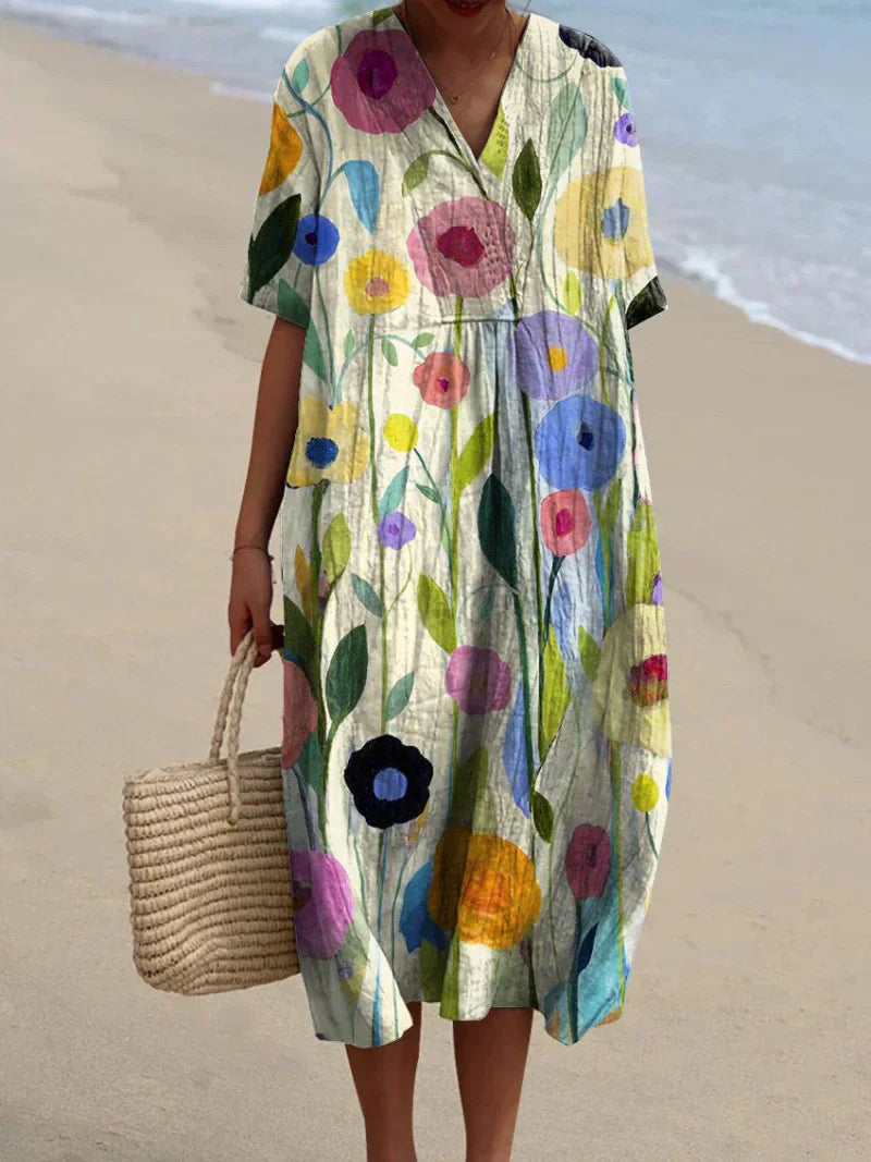 Flor Aesthetic Colorful Floral Summer Dress Boutique Collection
