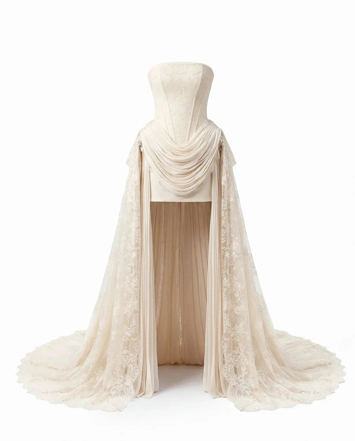 Strapless Corset Wedding Dresses with High-Low Lace Train ZP025