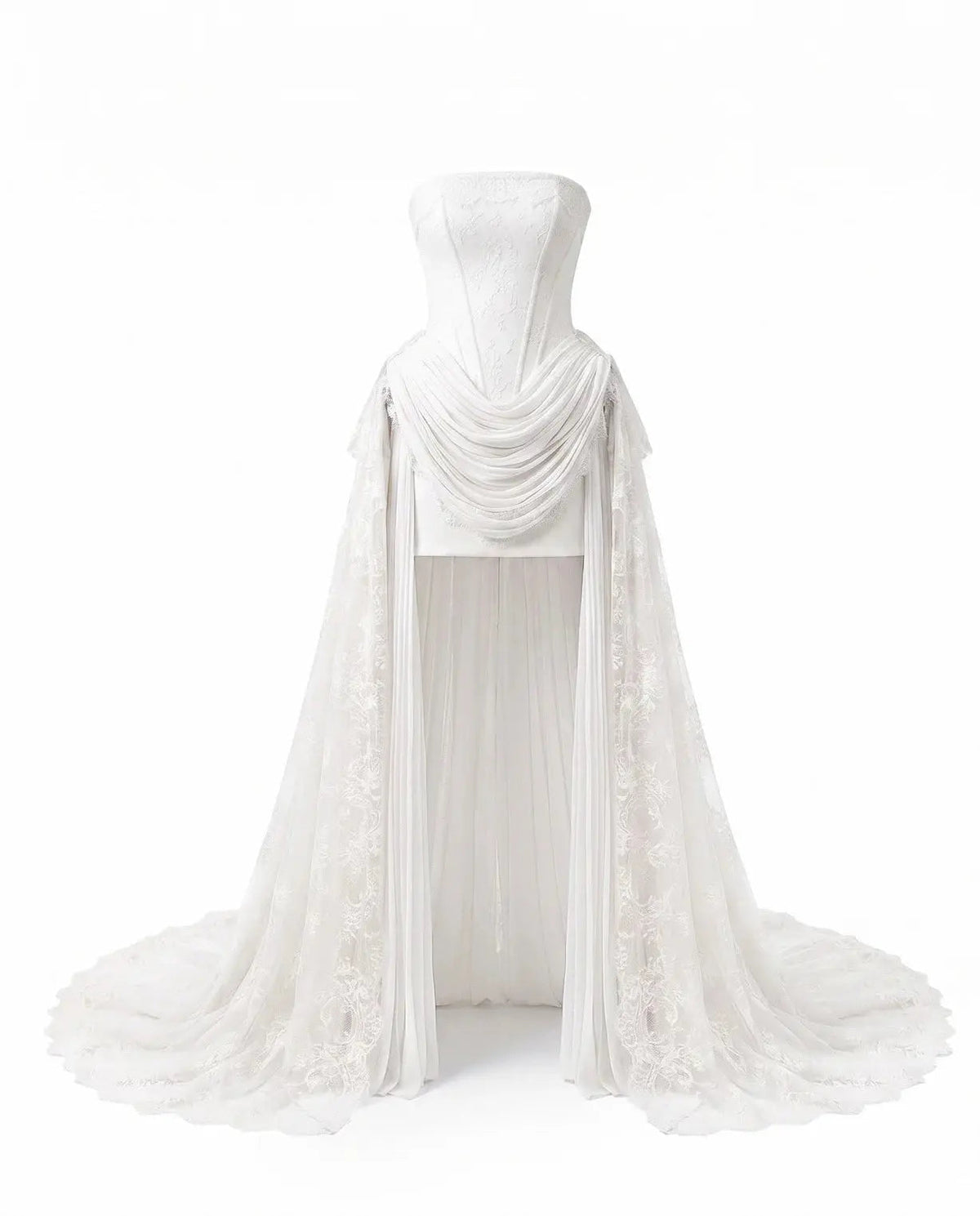 Strapless Corset Wedding Dresses with High-Low Lace Train ZP025