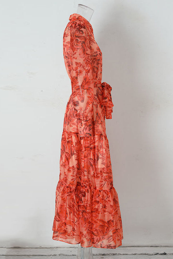 Silvia Boutique Maxi Dress with Balloon Sleeves and Print Elevated Occasion Wear