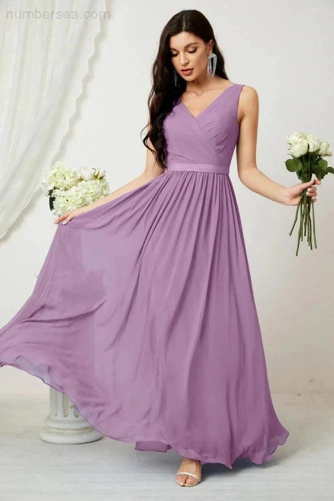 Women's Chiffon Long Bridesmaid Dresses A line Sleeveless Formal Prom Gown for Evening Party Homecoming Dresses 2808 (ZD16947)