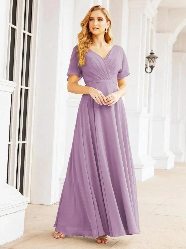 Numbersea Formal Prom Gowns for Mother of The Bride Short Sleeves Bridesmaid Dress 28049 by numbersea