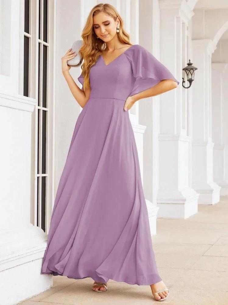 Numbersea Bridesmaid Dresses for Wedding Formal Evening Party Prom Gown with Cape 28050 by numbersea