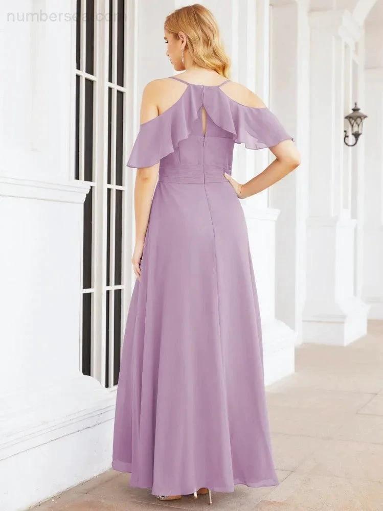ZapDress Cold Shoulder Long Bridesmaid Dresses Side Slit Formal Prom Gowns Party Wedding 28070 (ZD16993)