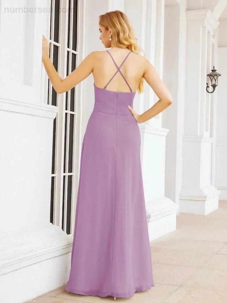 ZapDress Halter Bridesmaid Dresses with Pockets Sleeveless Formal Evening Party Prom Gowns  28055 (ZD17039)