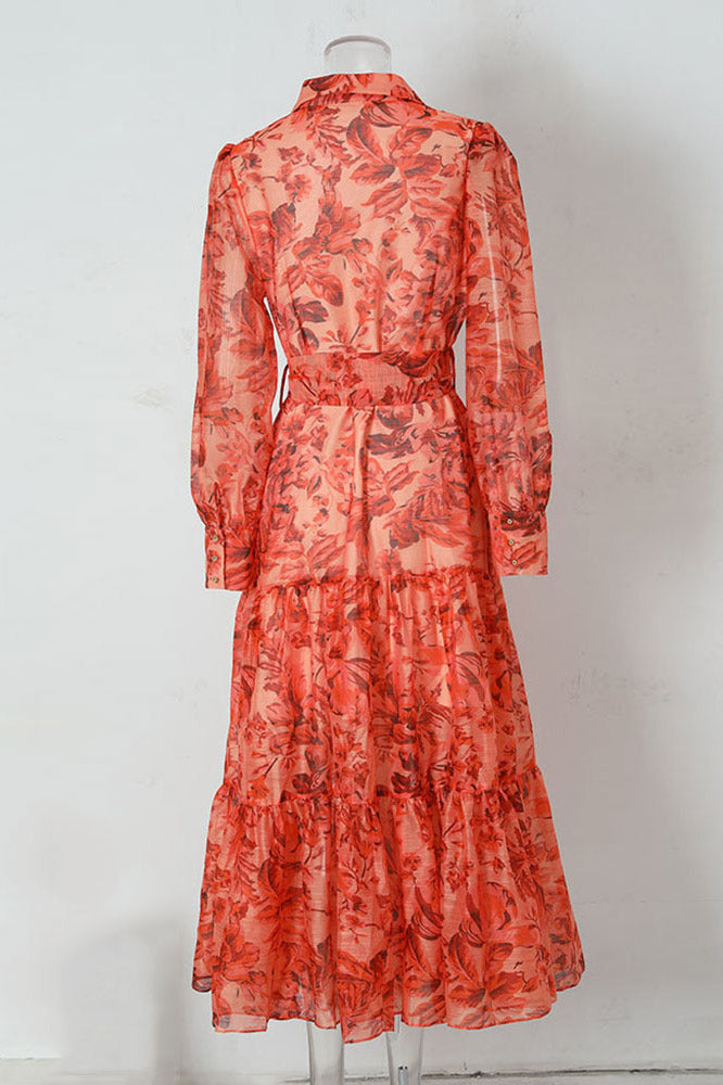Silvia Boutique Maxi Dress with Balloon Sleeves and Print Elevated Occasion Wear