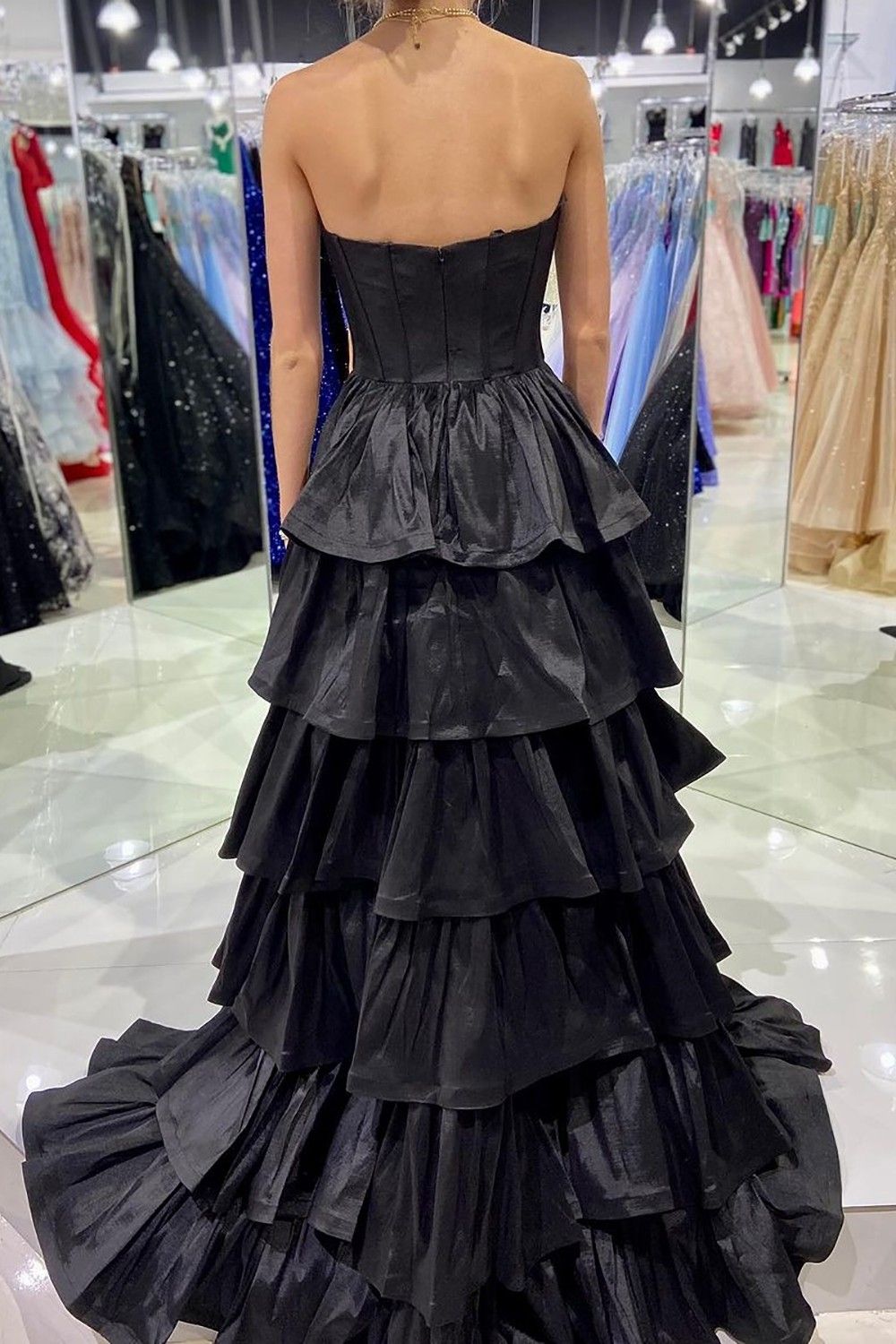 Stylish High Low Sweetheart Fuchsia Prom Dress with Ruffles - View 4 | VelvetHem