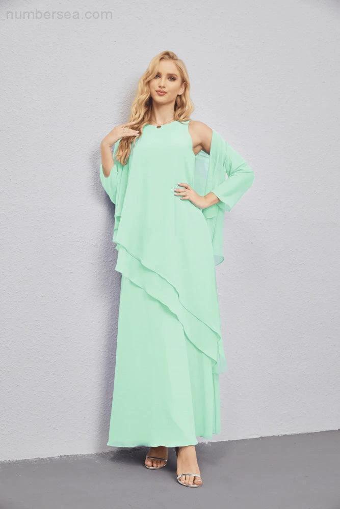 Mother of Bride Dresses with Open Front Lightweight Cardigan Formal Prom Gown  28081 (ZD16990)