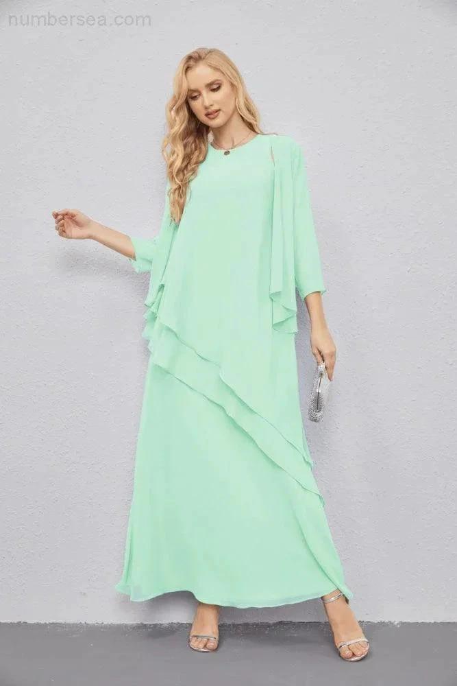 Mother of Bride Dresses with Open Front Lightweight Cardigan Formal Prom Gown  28081 (ZD16990)