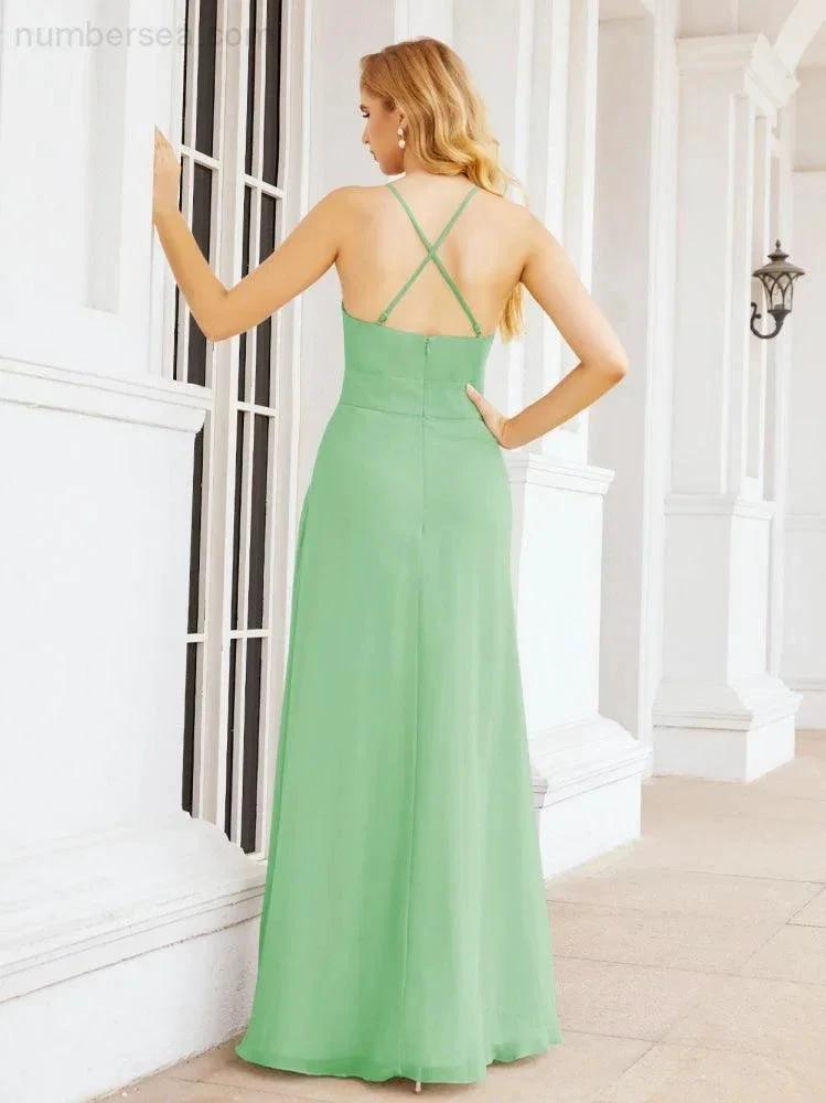 ZapDress Halter Bridesmaid Dresses with Pockets Sleeveless Formal Evening Party Prom Gowns  28055 (ZD17039)