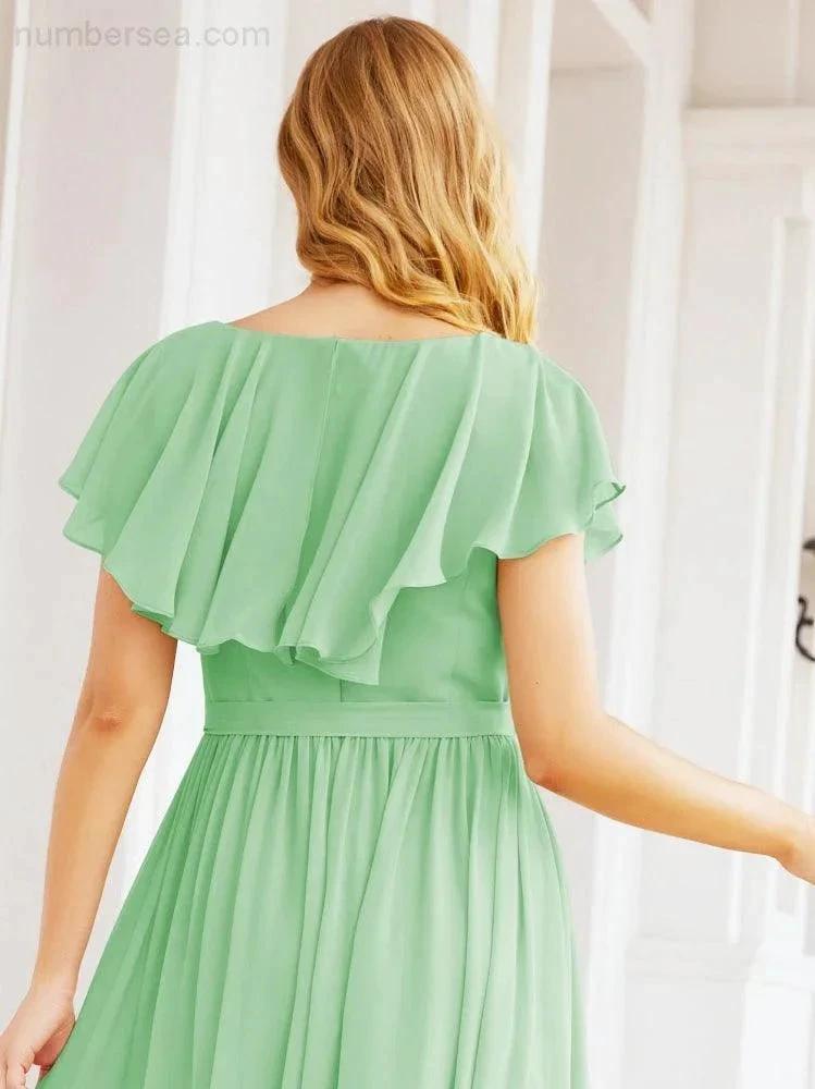 Bridesmaid Dresses with Flutter Sleeves Formal Evening Party Prom Gowns 28044 (ZD17033)