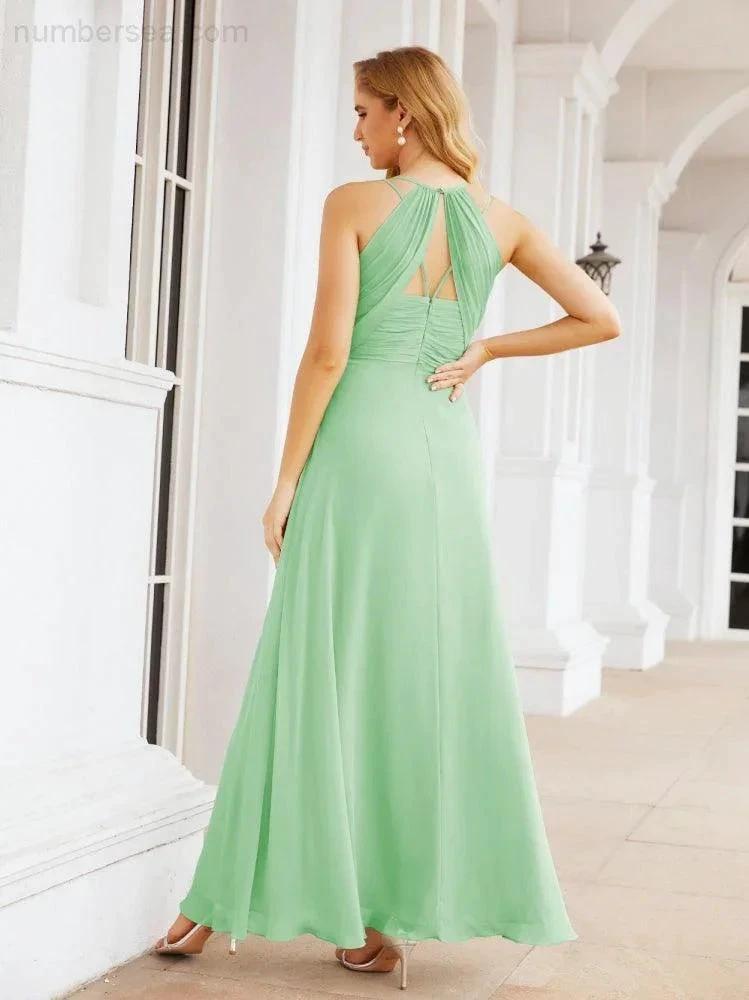 ZapDress Double Spaghetti Straps Bridesmaid Dresses for Women Long Formal Party Dress Side Split 28051 (ZD17036)