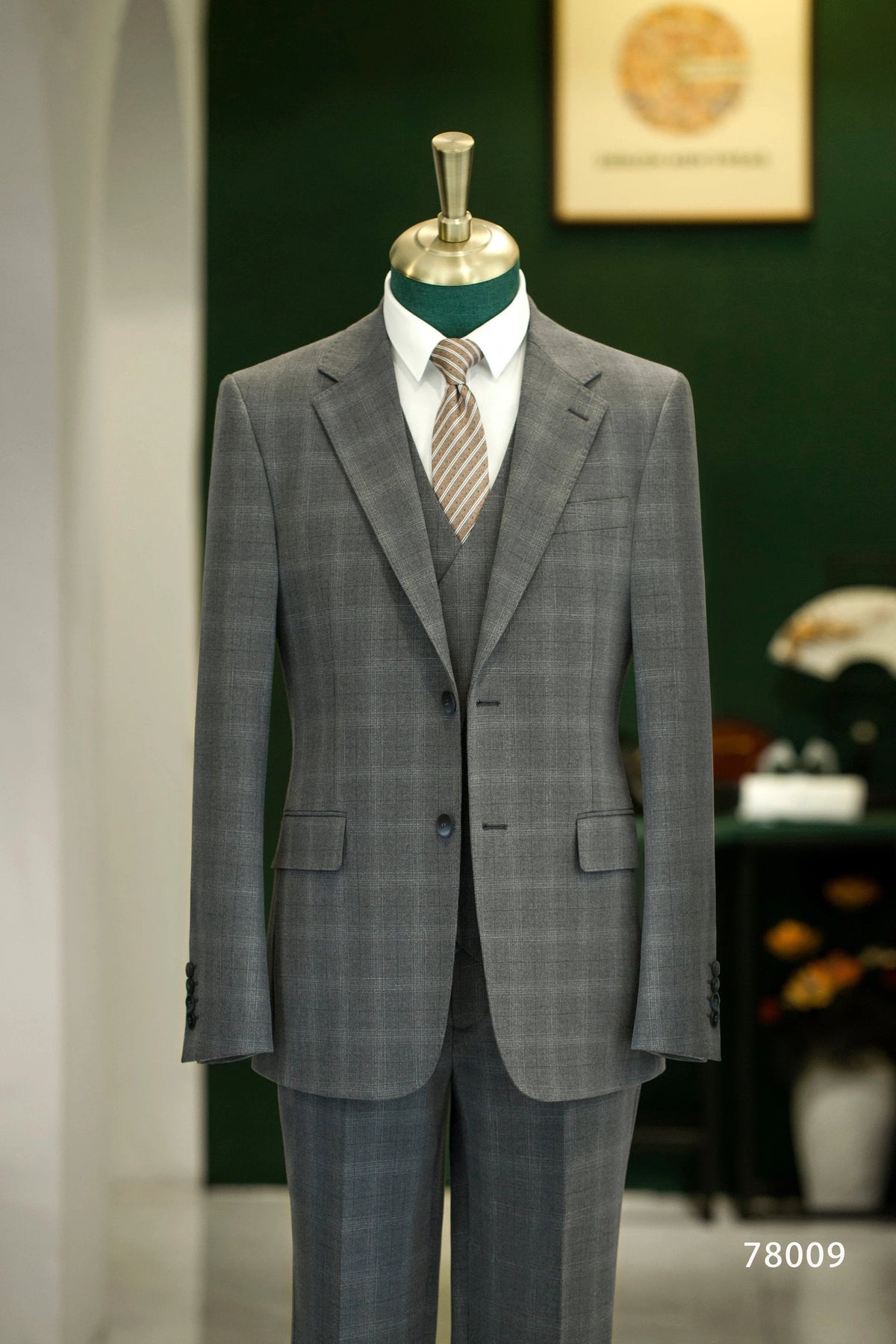 Three-Piece Solid Grey Wool Suit | Tailored Formal Groom & Business Suit by 男装