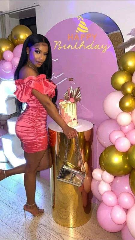 Ruffled Neckline Tight Dress 18th Birthday Outfit Dress Sexy Short Homecoming Dress (ZD12555)
