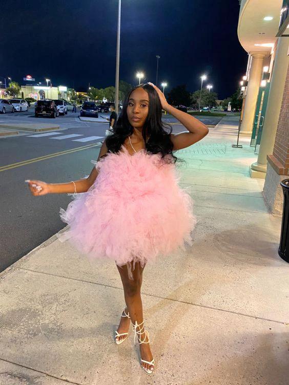 Pink Tulle Birthday Outfit Short Homecoming Dress Y326 by simplepromdress