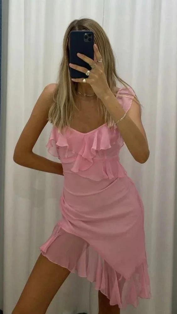 Pink Short Homecoming Dress Party Gown (ZD12294)