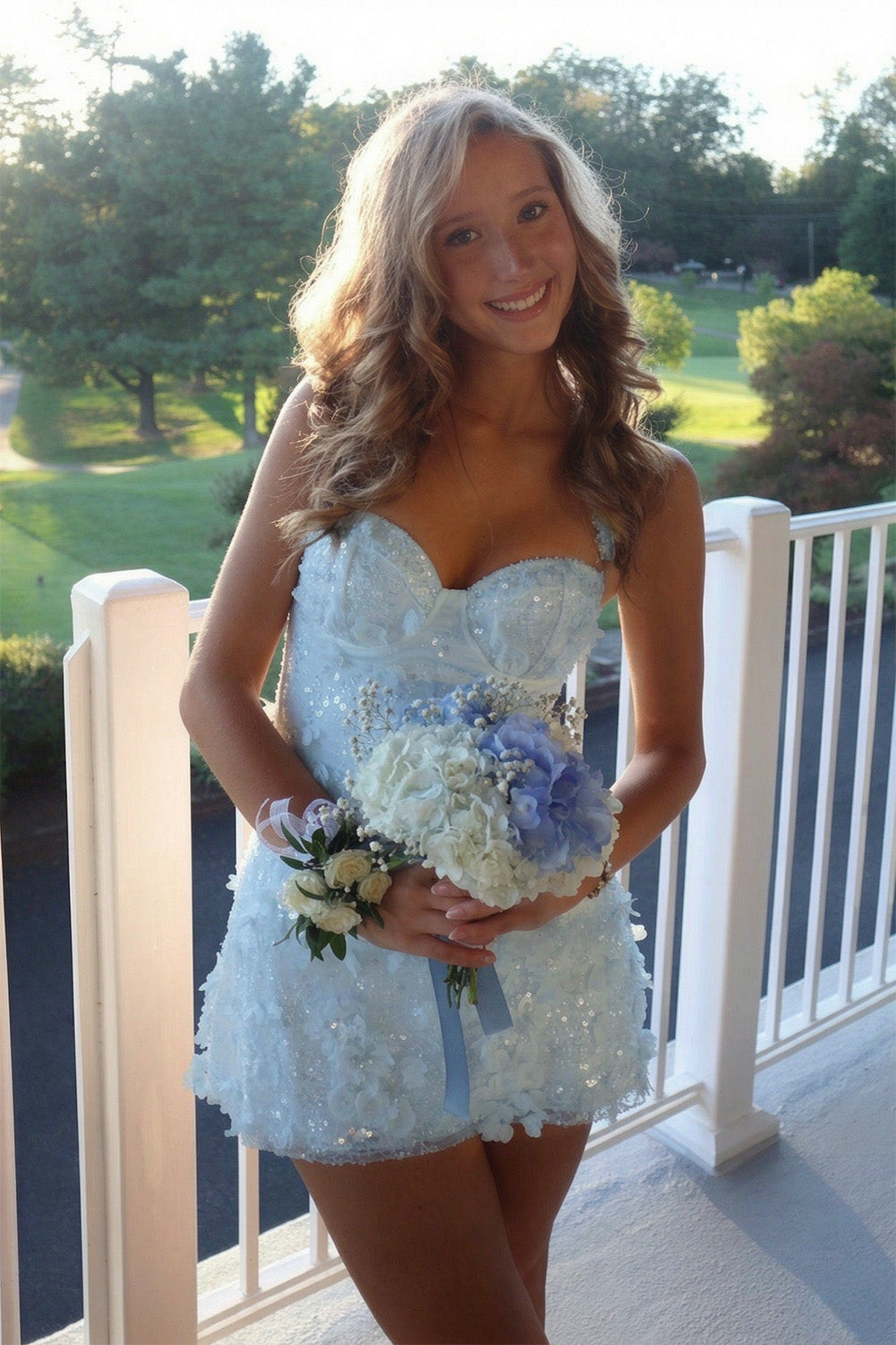Glamorous A Line Sweetheart White Short Homecoming Dress with Appliques