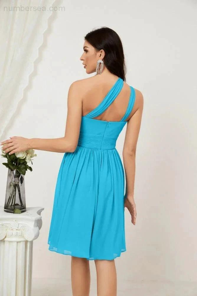 ZapDress Women Chiffon Short One Shoulder Bridesmaid Dress Formal Dresses for Party Homecoming  2804 (ZD16948)