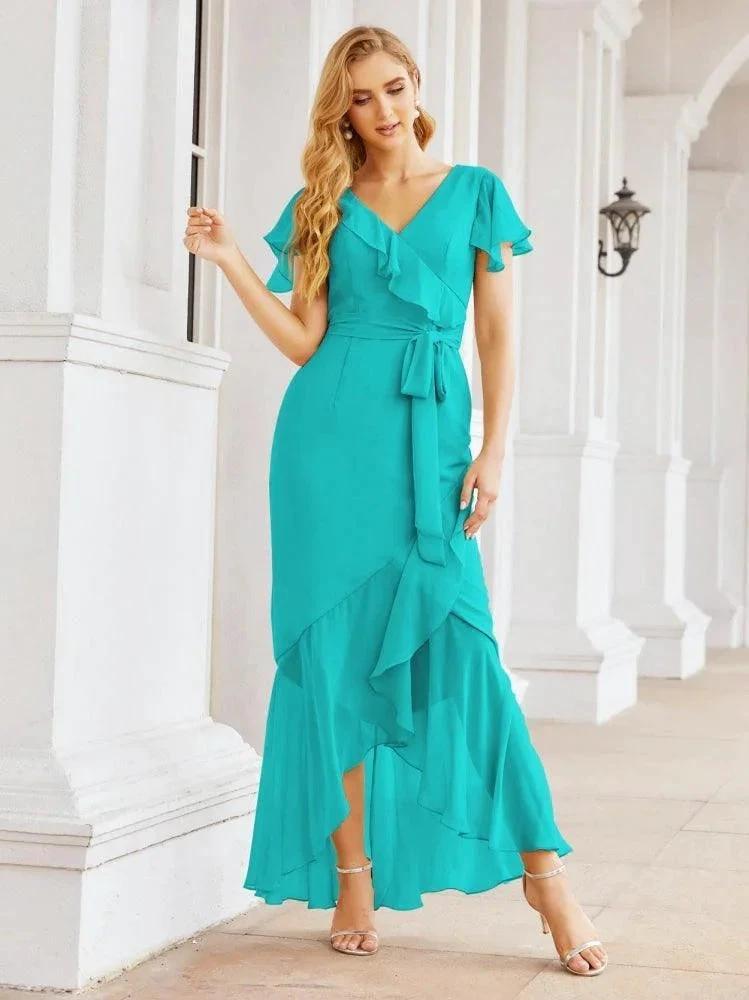 Numbersea Ruffled Bridesmaid Dresses Mermaid Formal Violin Evening Party Prom Gowns 28042 by numbersea