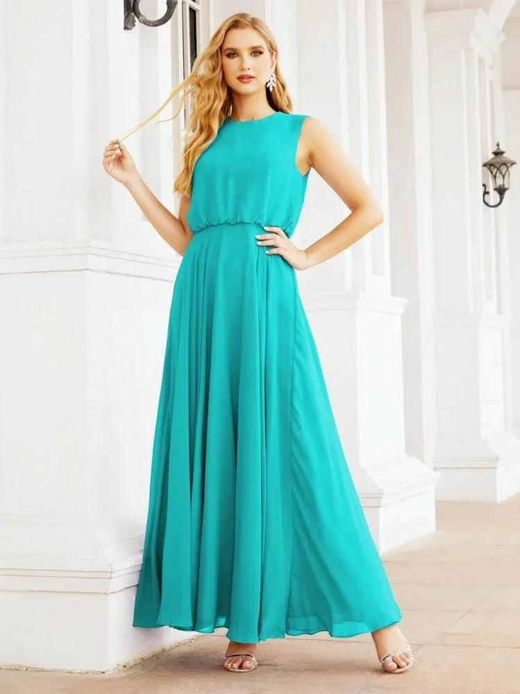 Numbersea Sleeveless Long Bridesmaid Dress A line Formal Evening Prom Gown 28025 by numbersea