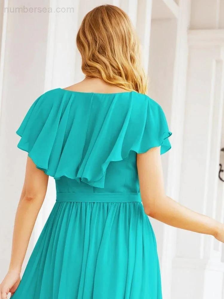 Bridesmaid Dresses with Flutter Sleeves Formal Evening Party Prom Gowns 28044 (ZD17033)