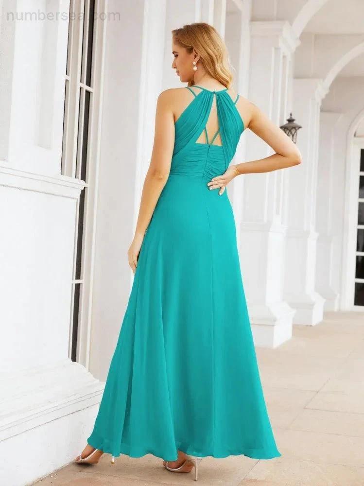 ZapDress Double Spaghetti Straps Bridesmaid Dresses for Women Long Formal Party Dress Side Split 28051 (ZD17036)