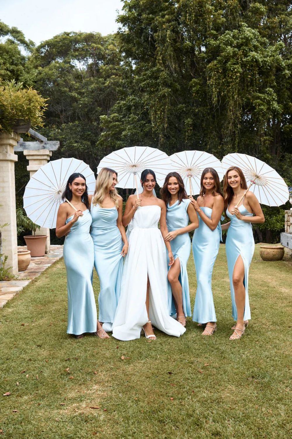 Beauty Sheath Blue Satin Long Bridesmaid Dress with Slit - VelvetHem