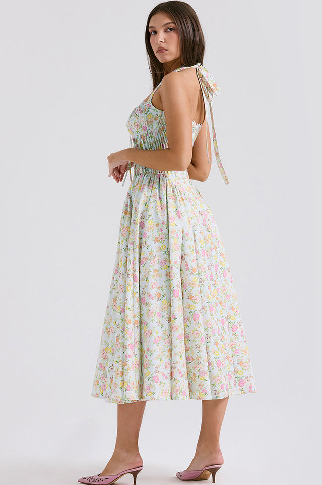 Adabella Cotton Halter Midi Sundress