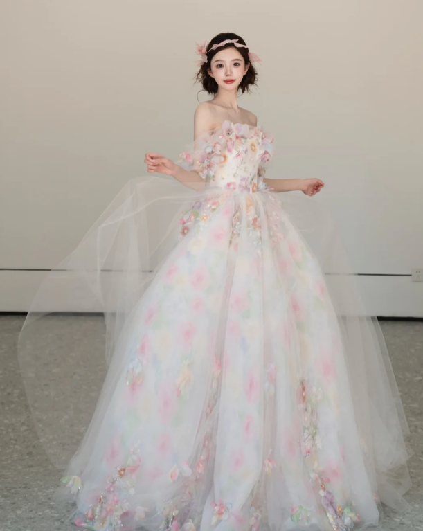 Off The Shoulder Tulle Prom Party Dress Birthday Dress Evening Dress - View 2 | VelvetHem