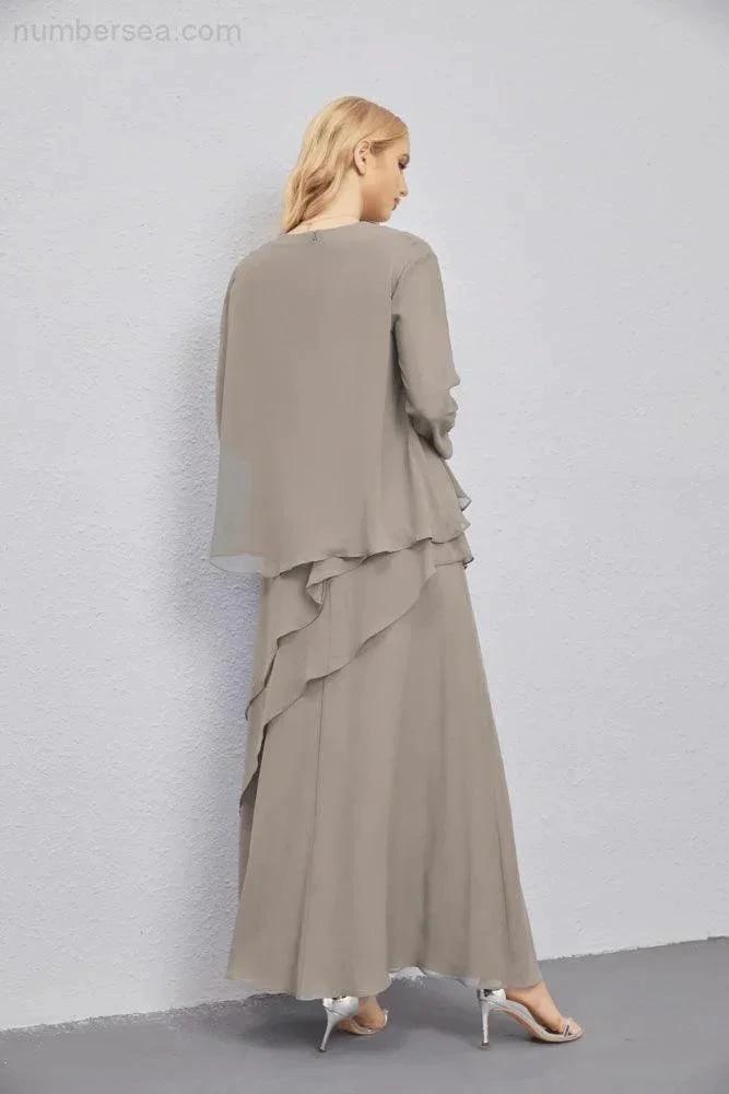 Mother of Bride Dresses with Open Front Lightweight Cardigan Formal Prom Gown  28081 (ZD16990)