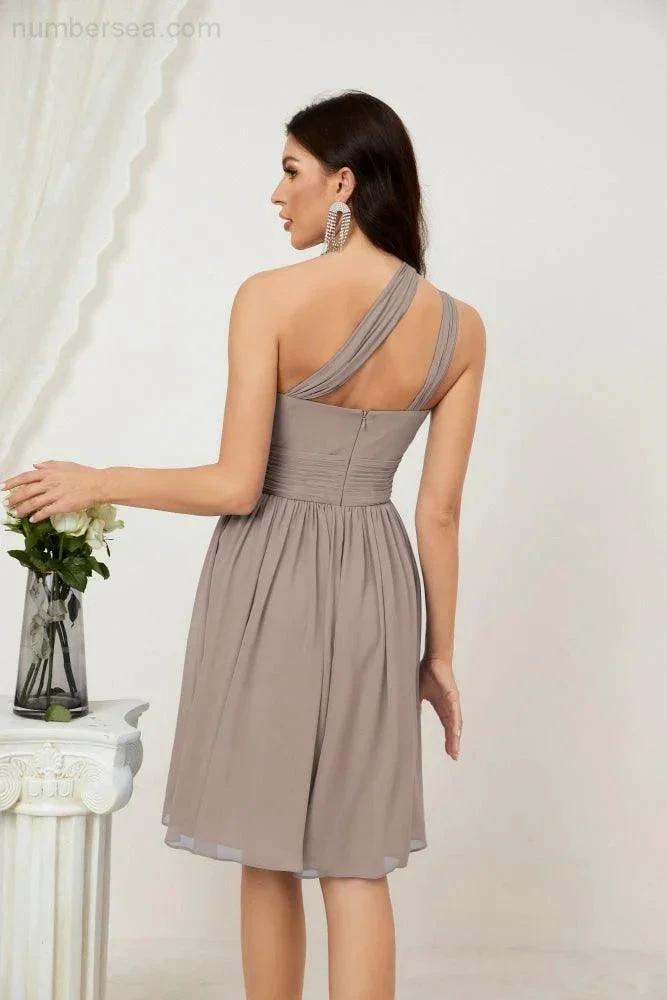 ZapDress Women Chiffon Short One Shoulder Bridesmaid Dress Formal Dresses for Party Homecoming  2804 (ZD16948)
