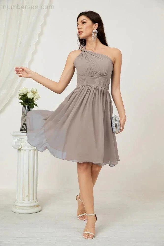 ZapDress Women Chiffon Short One Shoulder Bridesmaid Dress Formal Dresses for Party Homecoming  2804 (ZD16948)