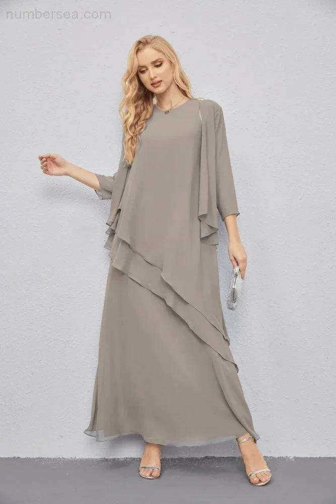 Mother of Bride Dresses with Open Front Lightweight Cardigan Formal Prom Gown  28081 (ZD16990)