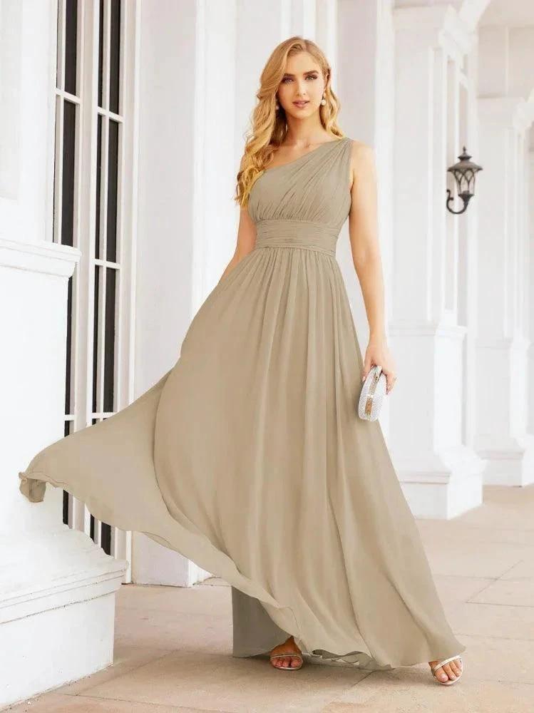 Numbersea One Shoulder Bridesmaid Dresses Long Maxi Formal Evening Party Prom Gowns 28061 by numbersea