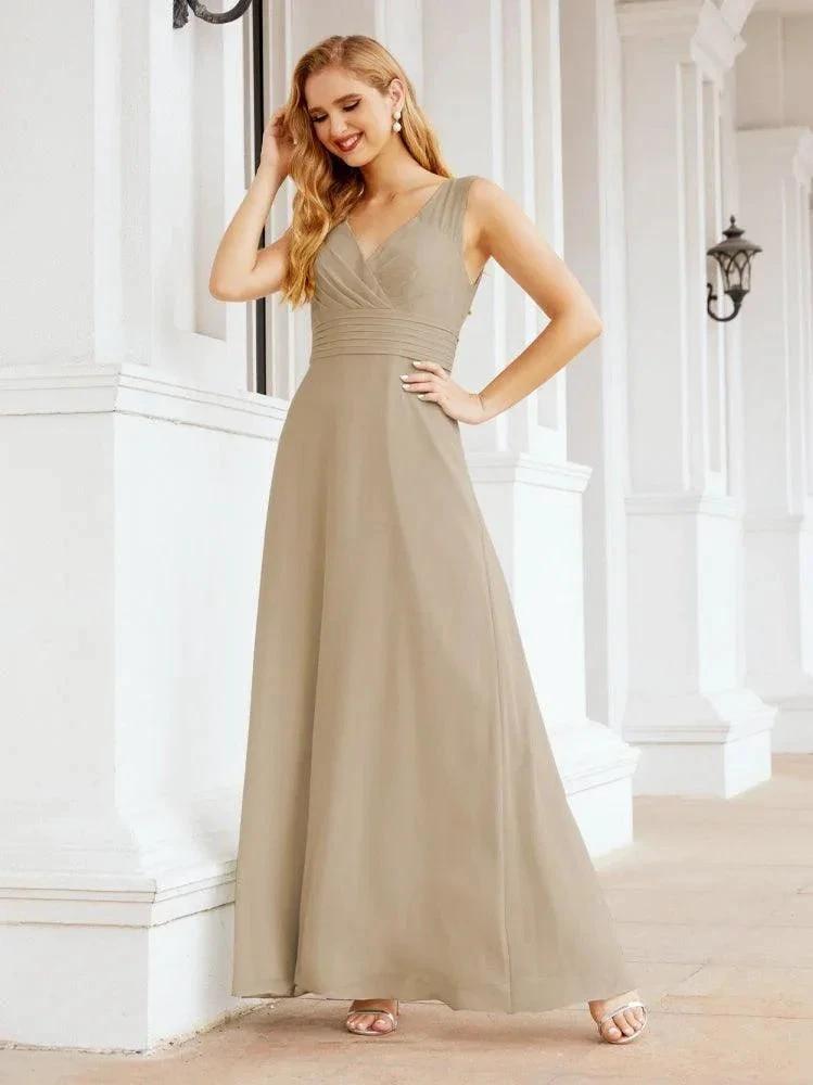 Formal Prom Gown Elegant V-Neck Sleeveless Bridesmaid Dresses for Wedding Party 28037 by numbersea