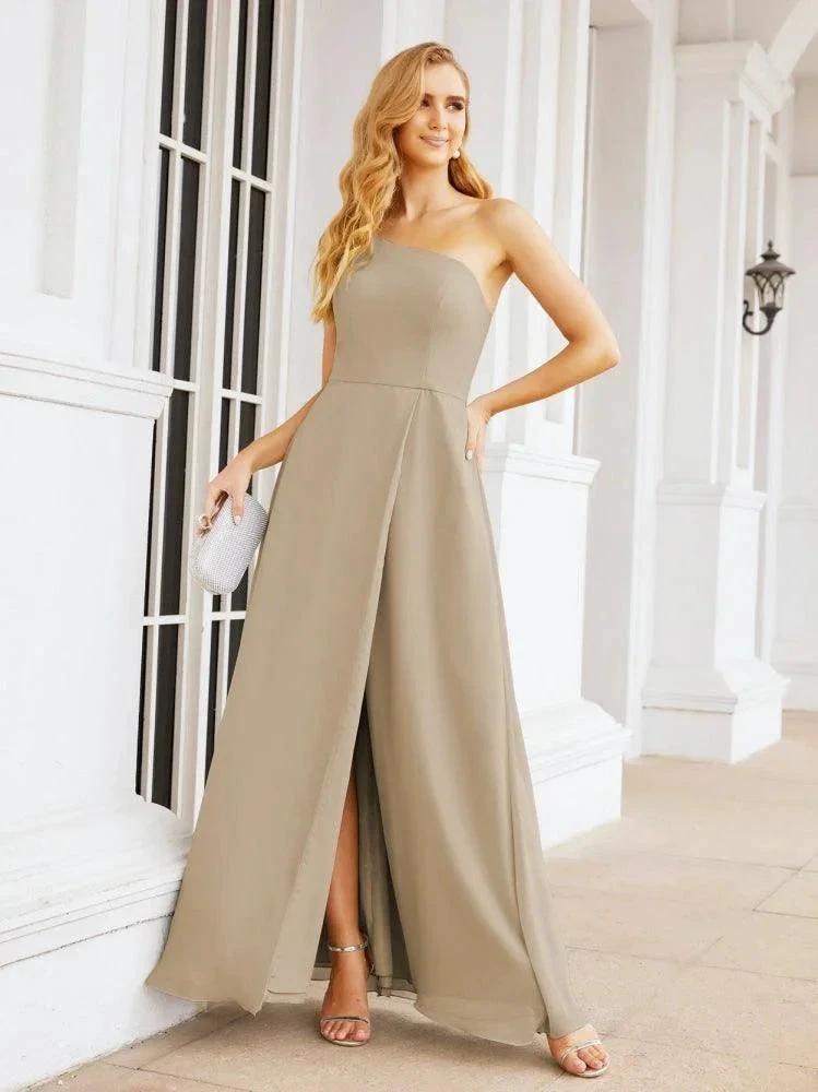 Numbersea Women's One Shoulder Formal Prom Gowns for Mother of The Bride Side Slit Bridesmaid Dresses 28052 by numbersea