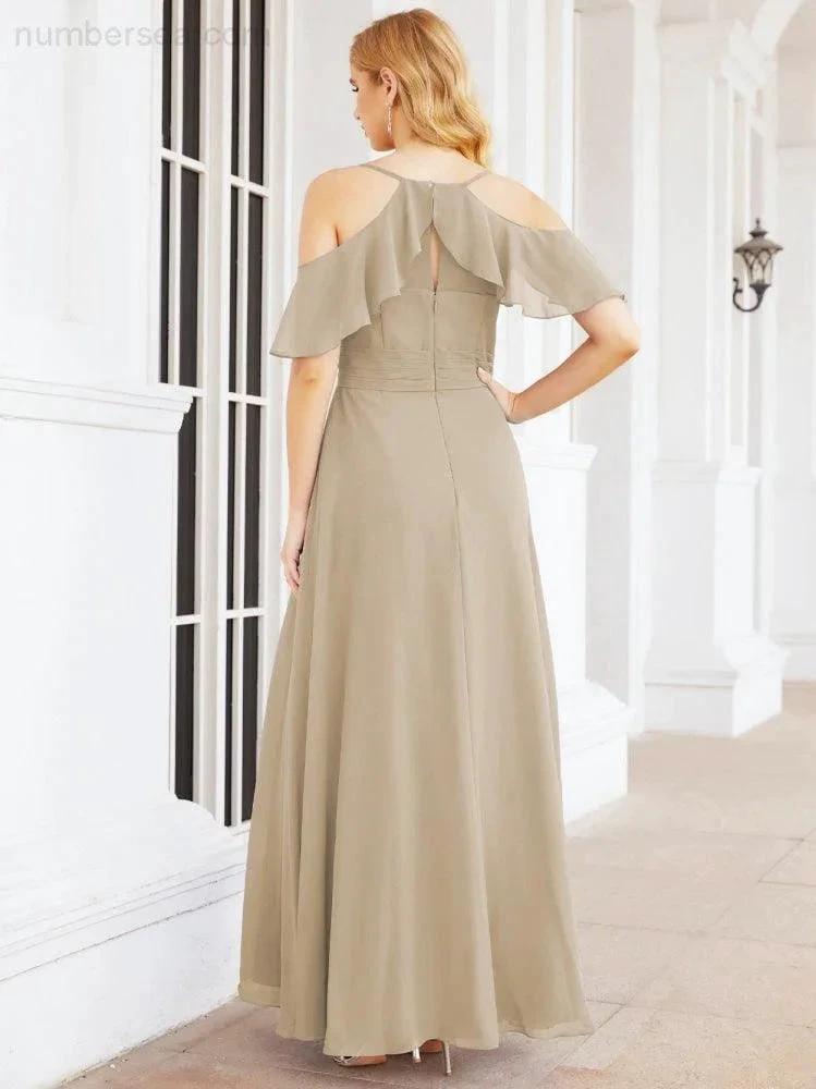 ZapDress Cold Shoulder Long Bridesmaid Dresses Side Slit Formal Prom Gowns Party Wedding 28070 (ZD16993)