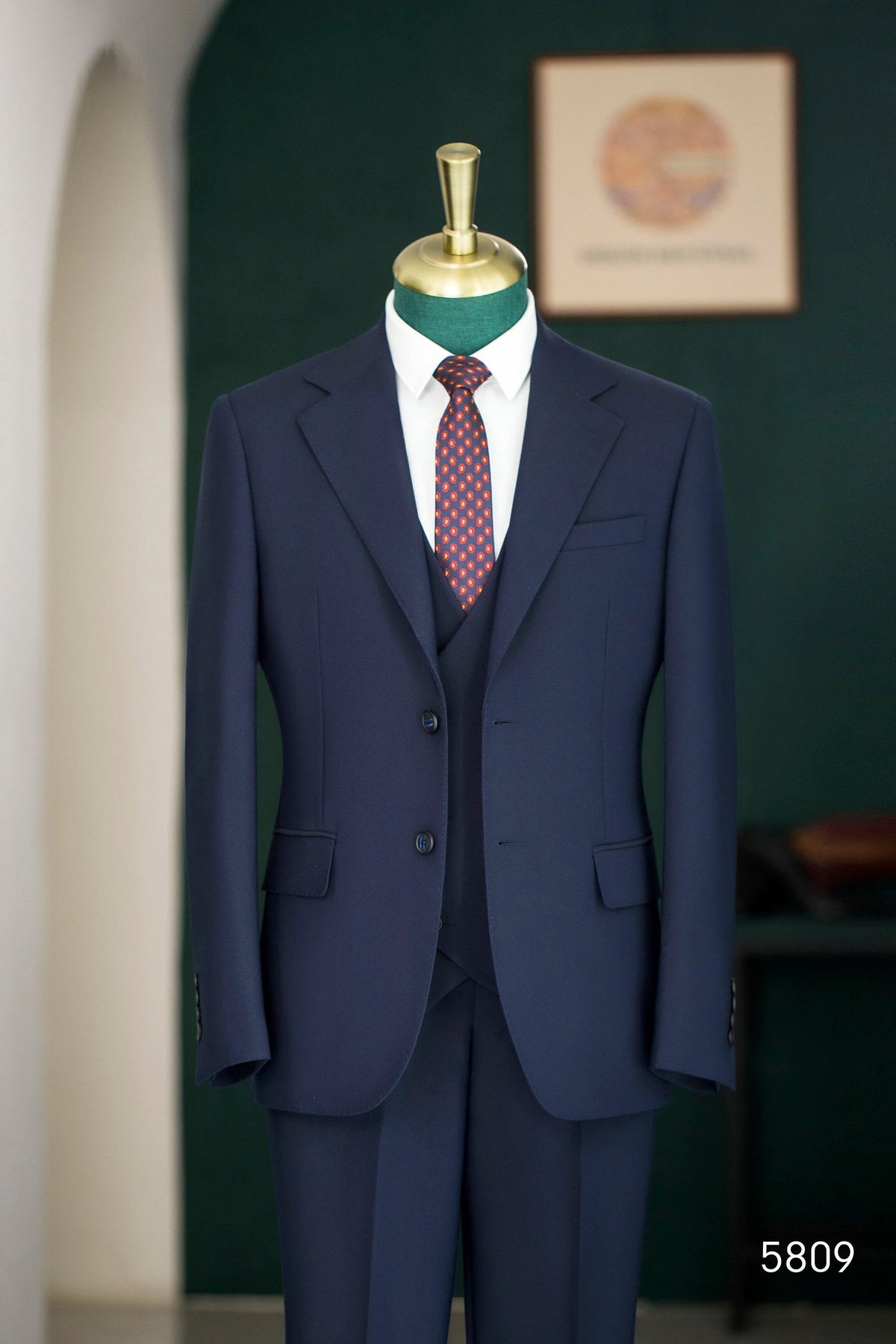 Navy Blue Wool 3-Piece Wedding Suit | Tailored Groom & Groomsmen Attire by 男装