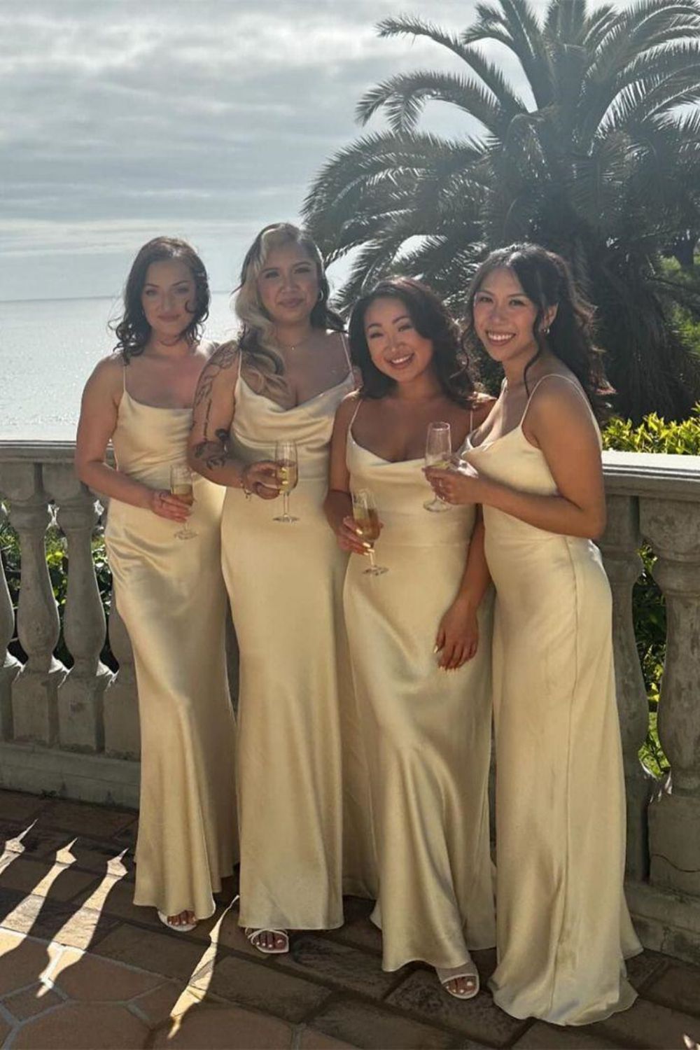 Simple Sheath Spaghetti Straps Yellow Long Bridesmaid Dress - VelvetHem