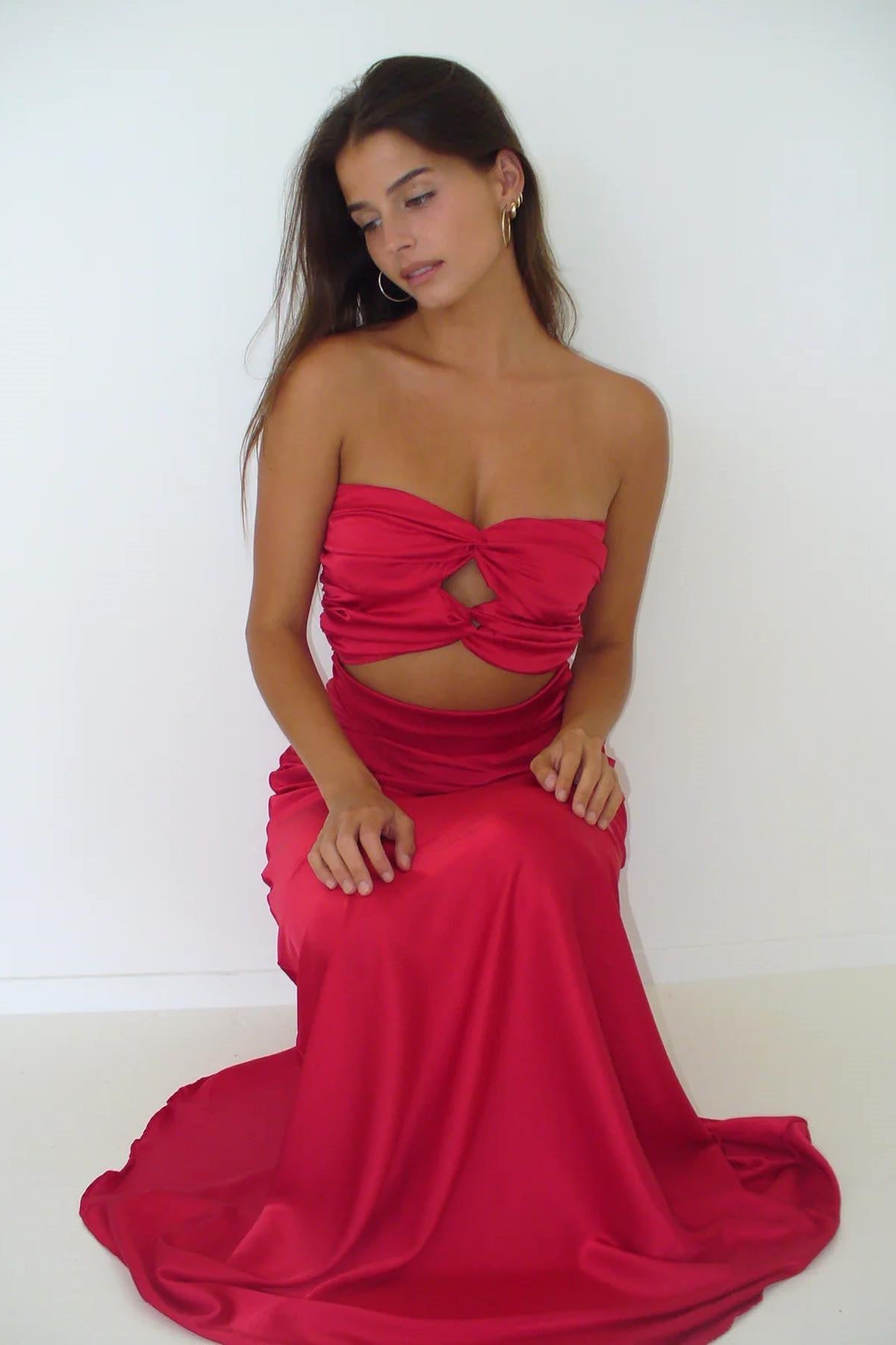 Trendy Sheath Strapless Yellow Long Party Dress with Keyhole
