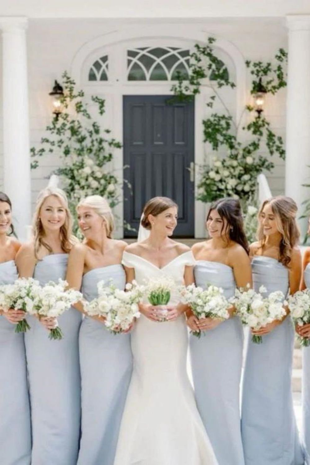 Elegant Mermaid Strapless Blue Long Bridesmaid Dress with Ruched - View 2 | VelvetHem
